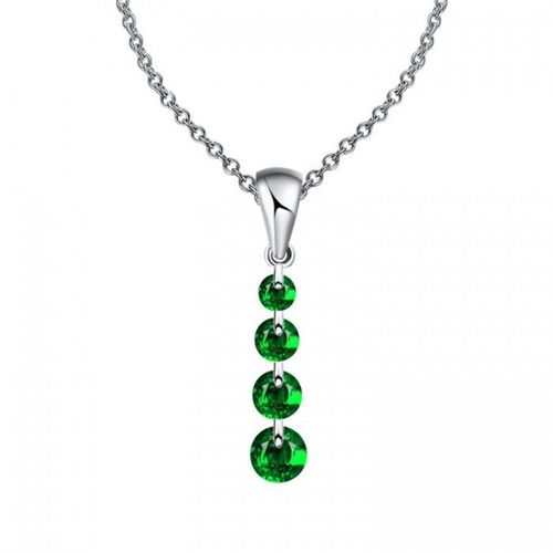 Collier Argenté Chute De 4 Oxyde De Zirconium Rond Femme Couleur Vert