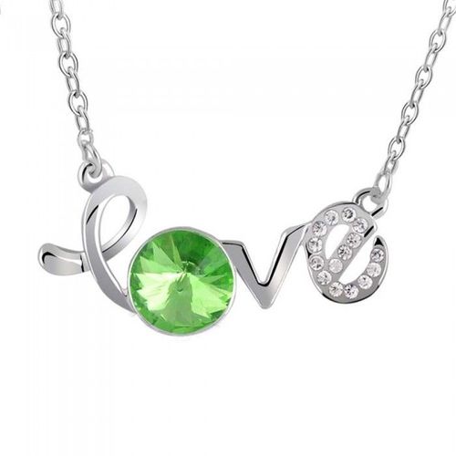 Collier Love Amour Cristal Argenté Femme Couleur Vert