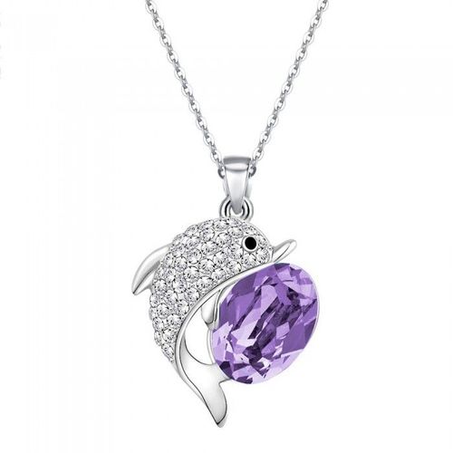 Collier Dauphin Cristal Argenté Femme Couleur Mauve