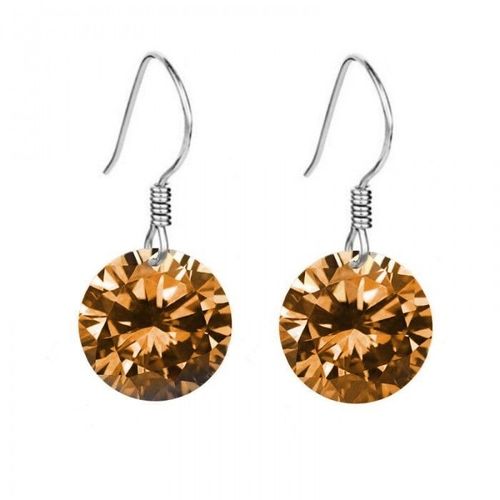 Boucles D'oreilles Argentées Crochet Strass Femme Couleur Orange