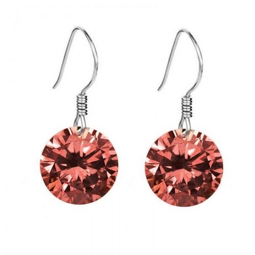 Boucles D'oreilles Argentées Crochet Strass Femme Couleur Rose
