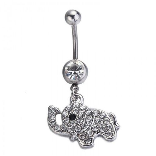 Piercing Nombril Éléphant Strass Acier Inoxydable Femme Couleur Blanc