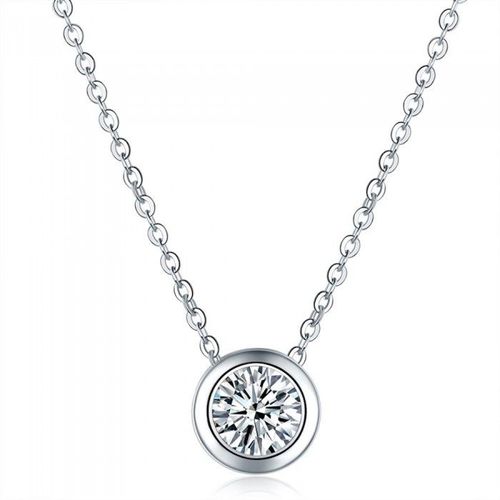 Collier Cercle Discret Argenté Oxyde De Zirconium Femme Couleur Blanc