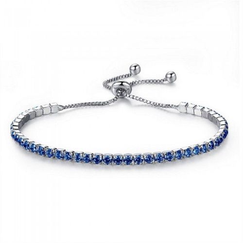 Bracelet Rang D'oxyde De Zirconium Argenté Femme Couleur Bleu Roi