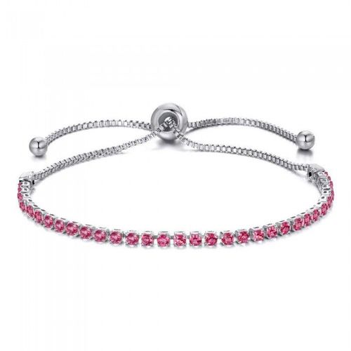 Bracelet Rang D'oxyde De Zirconium Argenté Femme Couleur Rose Fushia