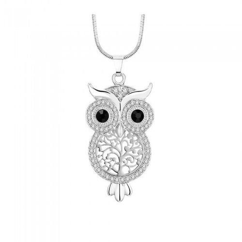 Collier Hibou Arbre De Vie Strass Femme Couleur Argenté
