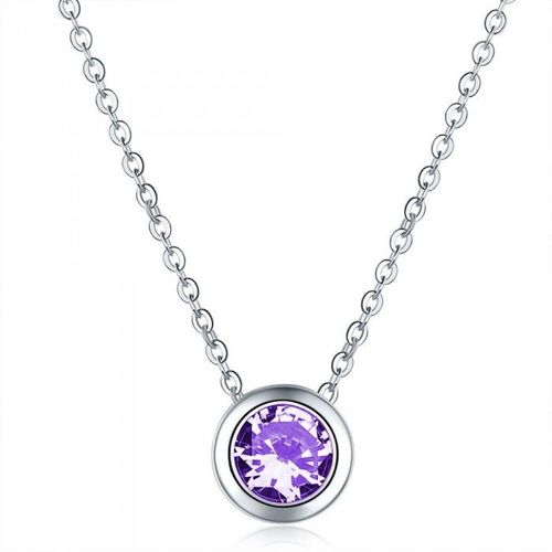 Collier Cercle Discret Argenté Oxyde De Zirconium Femme Couleur Violet