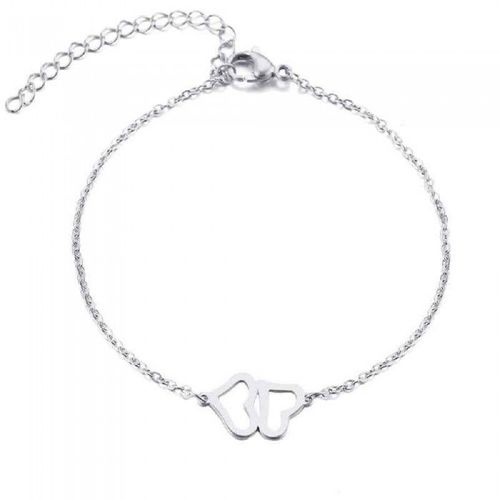 Bracelet 2 Coeurs Ajourés Femme Couleur Argenté