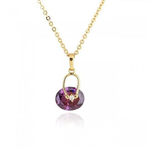 Collier Pendentif Oxyde De Zirconium Doré Femme Couleur Violet
