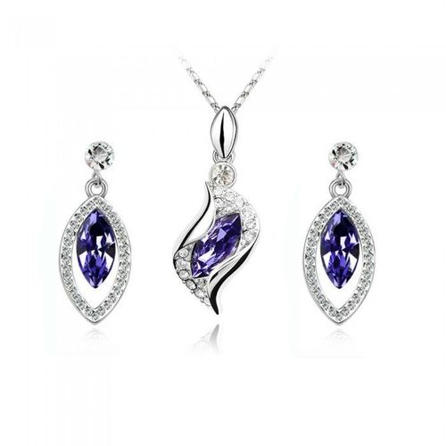 Parure Bijoux Goutte Océan Boucles D'oreilles Clou Pendantes Argentée Femme Couleur Violet