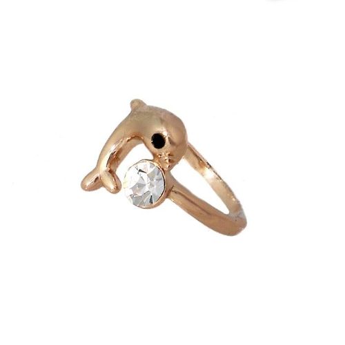 Bague Dauphin Strass Doré Rose Femme