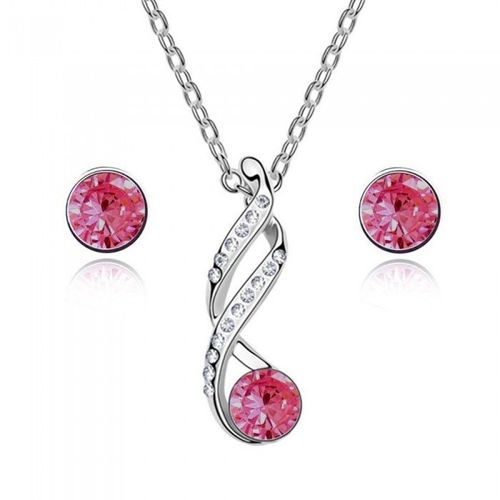 Parure Bijoux Spirale De Strass Argentée Femme Couleur Rose
