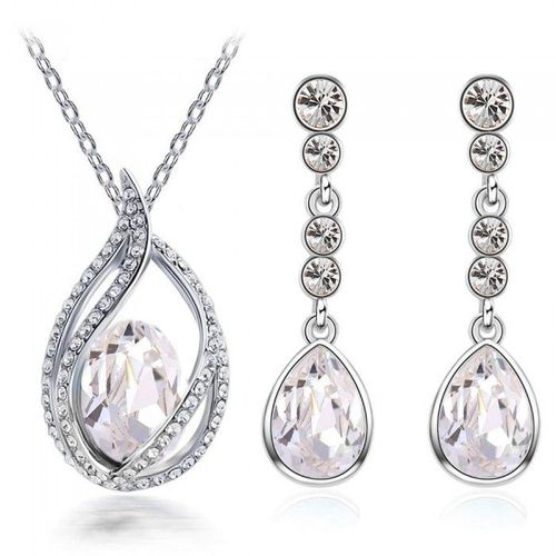 Parure Bijoux Goutte Boucles D'oreilles Pendantes Argentée Femme Couleur Blanc