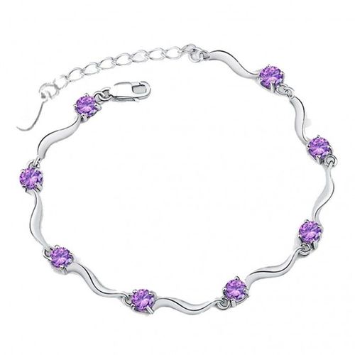 Bracelet Vague Oxyde De Zirconium Argenté Femme Couleur Violet