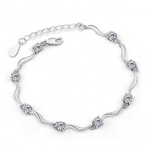 Bracelet Vague Oxyde De Zirconium Argenté Femme Couleur Blanc