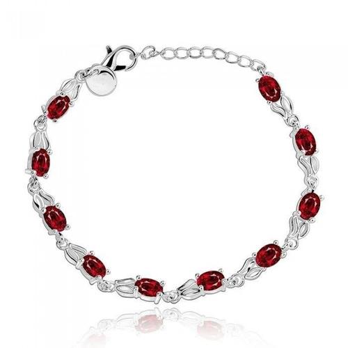 Bracelet Pendentifs D'oxyde De Zirconium Argenté Femme Couleur Rouge