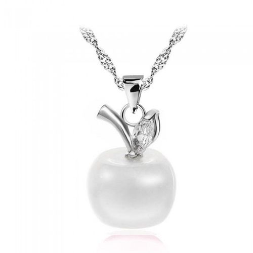 Collier Pendentif Pomme Oxyde De Zirconium Argenté Femme Couleur Blanc