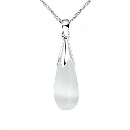 Collier Goutte Pierre Naturelle Argenté Femme Couleur Blanc