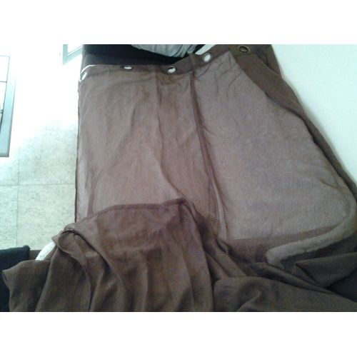 2 Rideaux Polyester Marron Foncé / 1m20cm Sur 2m40 Cm Avec 6 Oeillets