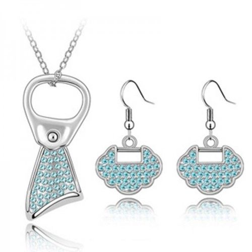Parure Bijoux Capsule De Canette Original Argentée Femme Couleur Bleu Turquoise