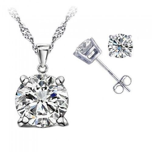 Parure Bijoux Boucles D'oreilles Puce Oxyde De Zirconium Argenté Femme Couleur Blanc