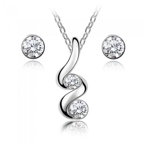 Parure Bijoux Spirale Infini De Strass Argentée Femme Couleur Blanc