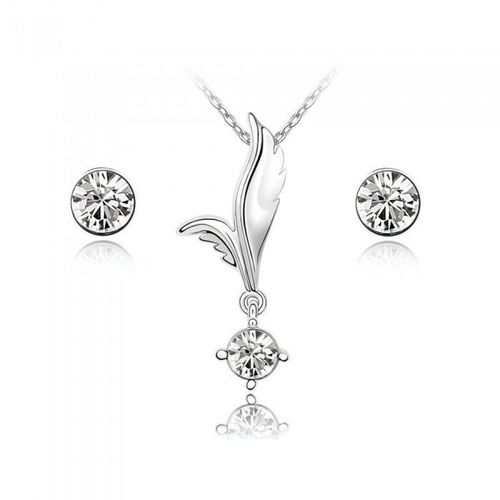 Parure Bijoux Aile D'ange Strass Argentée Femme Couleur Blanc