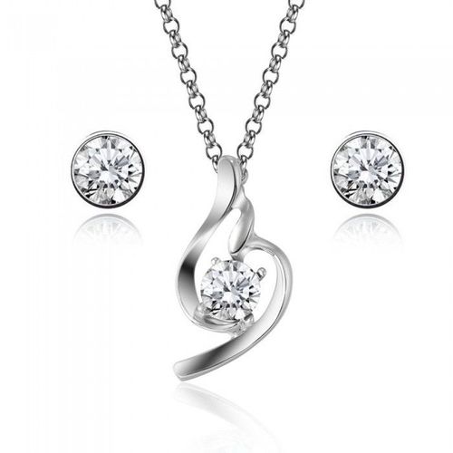 Parure Bijoux Strass Argentée Femme Couleur Blanc