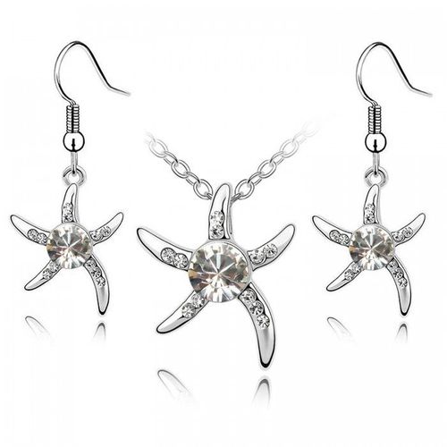 Parure Bijoux Étoile De Mer Strass Argentée Femme Couleur Blanc