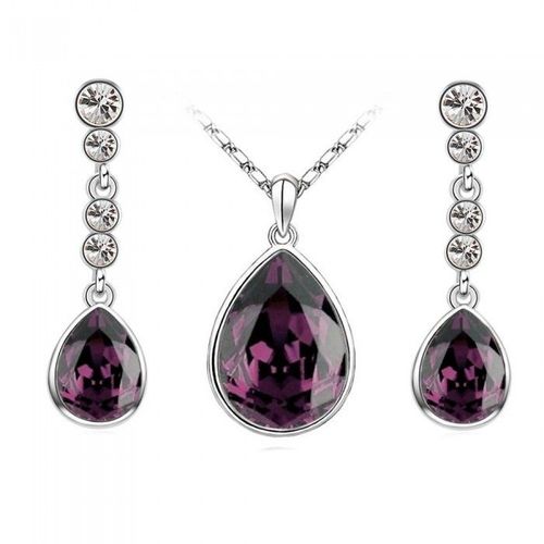 Parure Bijoux Goutte Boucles D'oreilles Pendantes Argentée Femme Couleur Violet