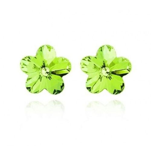 Boucles D'oreilles Fleur Strass Argentées Femme Couleur Vert