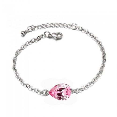 Bracelet Goutte D'eau Strass Argenté Femme Couleur Rose