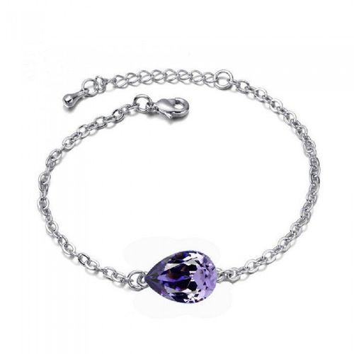 Bracelet Goutte D'eau Strass Argenté Femme Couleur Violet