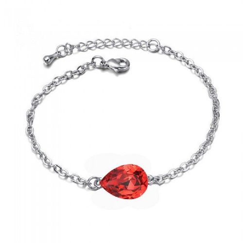 Bracelet Goutte D'eau Strass Argenté Femme Couleur Rouge