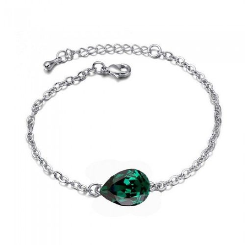 Bracelet Goutte D'eau Strass Argenté Femme Couleur Vert