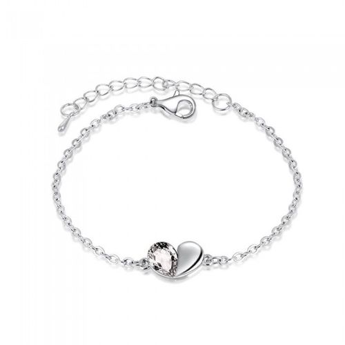 Bracelet Coeur Strass Argenté Femme Couleur Blanc