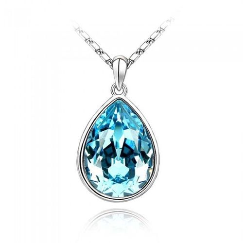 Collier Goutte D'eau Argenté Femme Couleur Bleu Turquoise