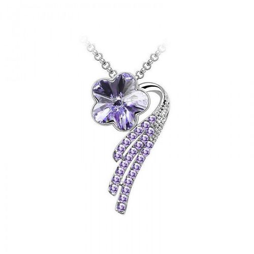 Collier Fleur Étoile Filante Argenté Femme Couleur Mauve