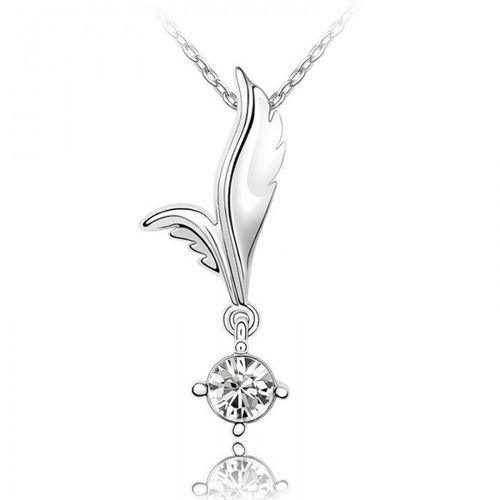 Collier Aile Strass Argenté Femme Couleur Blanc