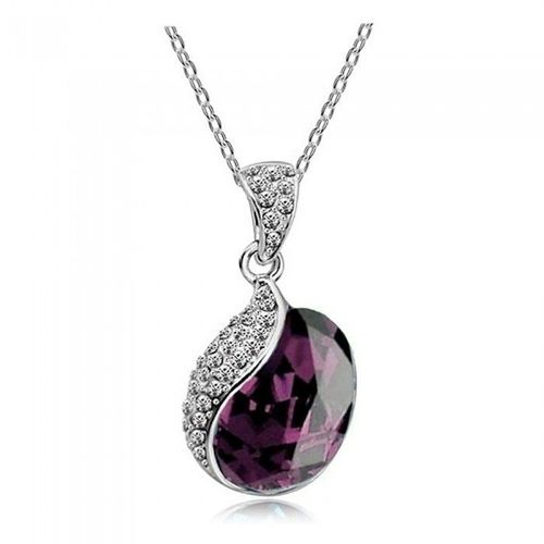 Collier Goutte Strass Argenté Femme Couleur Violet