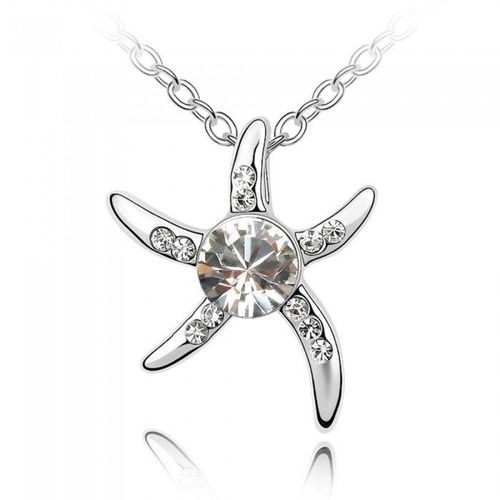Collier Étoile De Mer Strass Argenté Femme Couleur Blanc