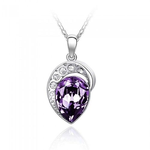 Collier Goutte Et Strass Argenté Femme Couleur Violet