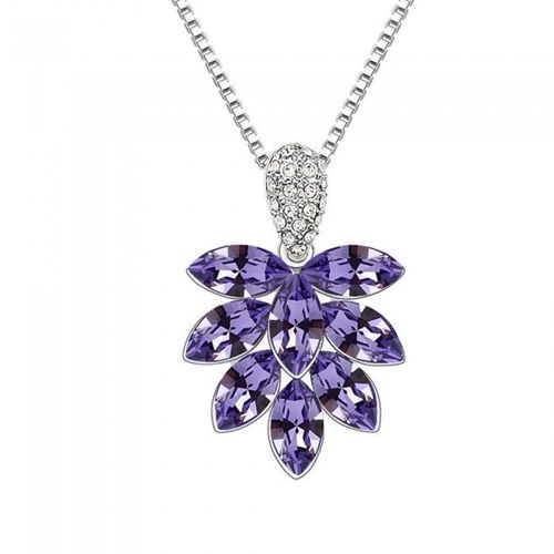 Collier Feuille De Strass Argenté Femme Couleur Violet