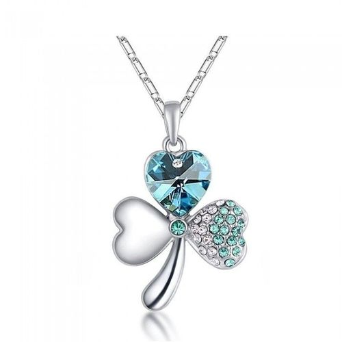 Collier Trèfle 3 Coeurs Argenté Femme Couleur Bleu Turquoise