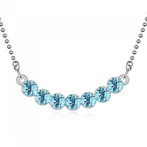 Collier Cercle De Strass Rond Argenté Femme Couleur Bleu Turquoise