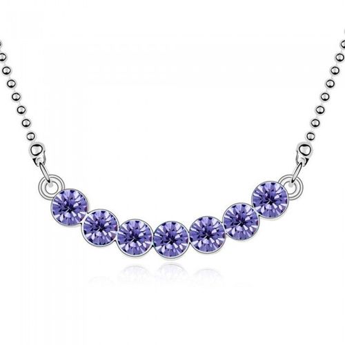 Collier Cercle De Strass Rond Argenté Femme Couleur Violet