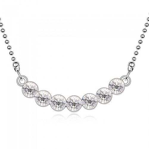 Collier Cercle De Strass Rond Argenté Femme Couleur Blanc