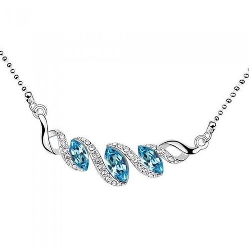 Collier Spirale De Strass Argenté Femme Couleur Bleu Turquoise