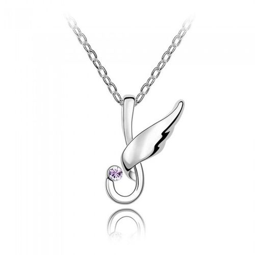 Collier Strass Aile Argenté Femme Couleur Violet