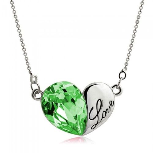 Collier Coeur Love Strass Argenté Femme Couleur Vert